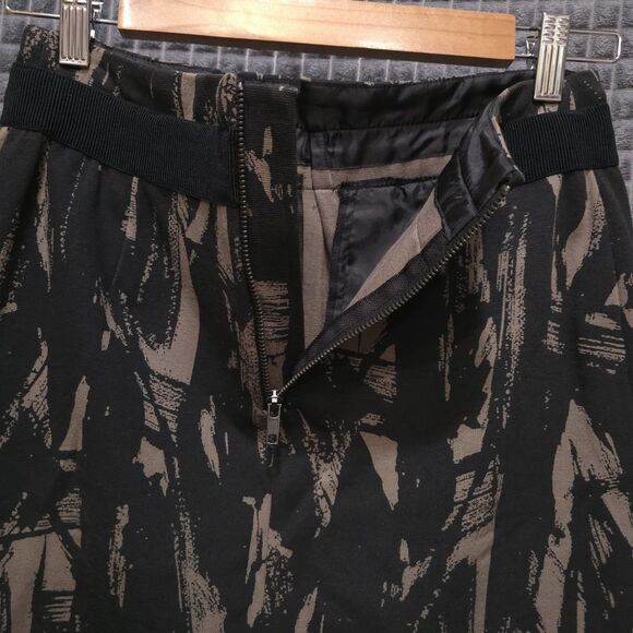 Y2K Vera Wang Knee Skirt Sz6 28W 90s Punk Rock Grunge Camo Zippers Black Brown - Picture 8 of 12